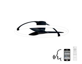 M7531  Nepal 75W LED Dimmable Ceiling Light & Fan; Remote / APP / Voice Controlled Black